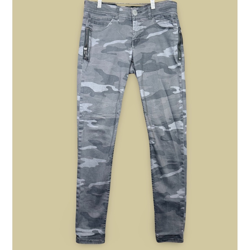 Democracy Ab solution Skinny Pants Womens 4 Gray Camo Zipper Detail B1578QBXZ